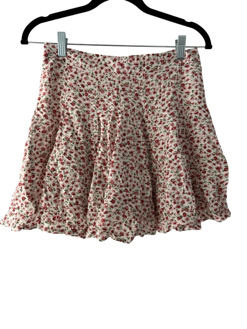 Lulus Floral Tiered Ruffle Mini Skirt Small Ivory Red Side Zip Cottagecore